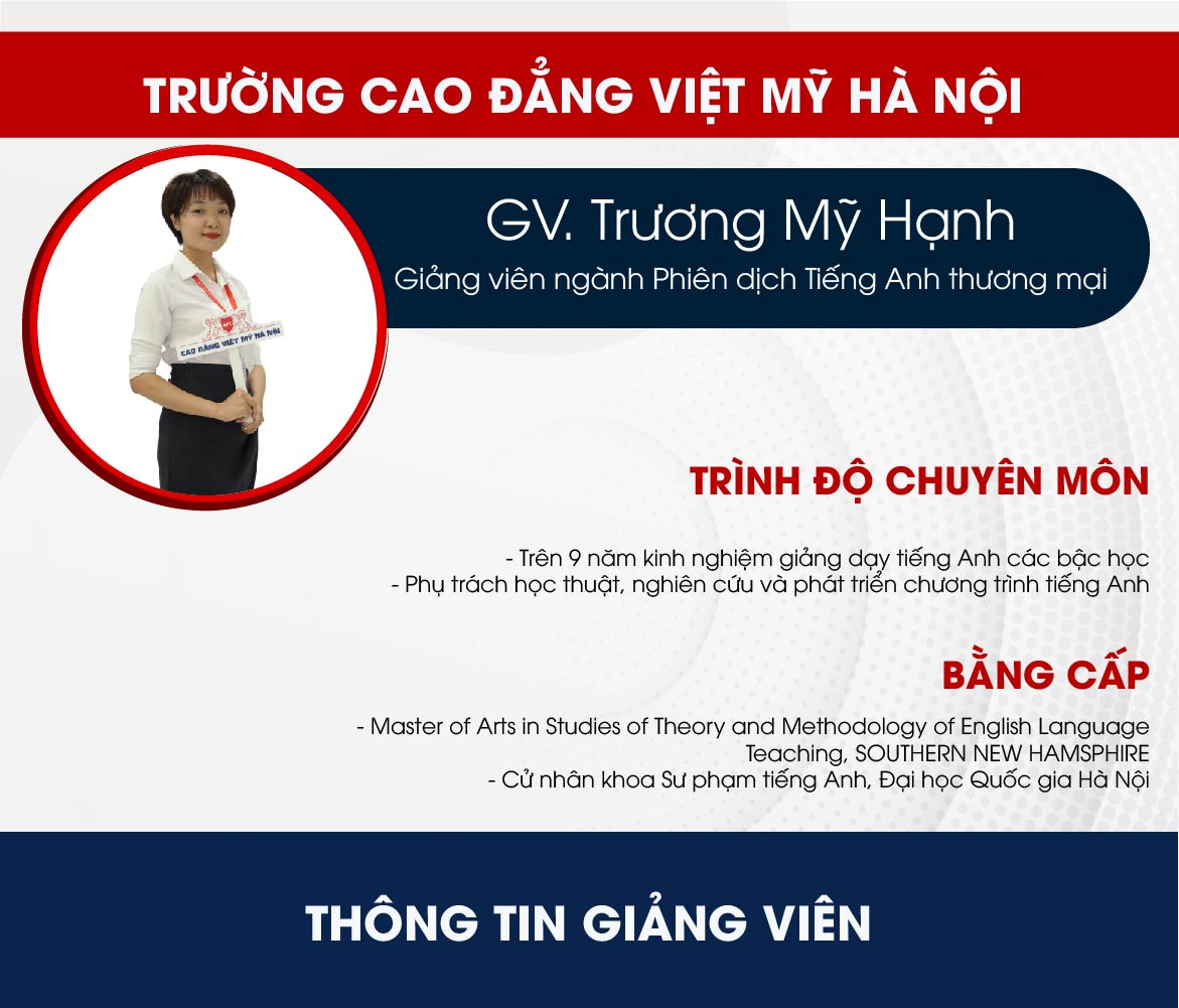 GV Trương Mỹ Hạnh - Giảng viên ngành Phiên dịch Tiếng Anh thương mại