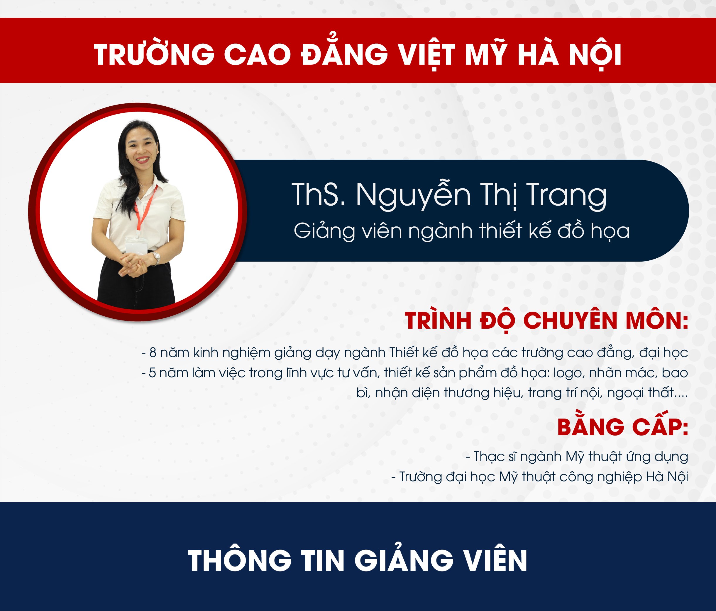 Giảng viên Nguyễn Thị Trang - Ngành Thiết kế đồ họa