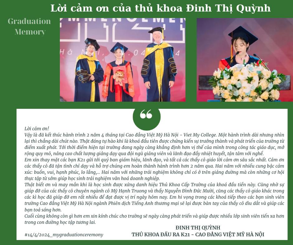 Thủ Khoa Ưu Tú Trường Cao đẳng Việt Mỹ Hà Nội: Chân Dung Nữ Sinh Đạt GPA 3.78/4.0 Và Hành Trình Học Tập Đầy Cảm Hứng